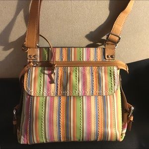 Striped Fossil Leather Shoulder Bag